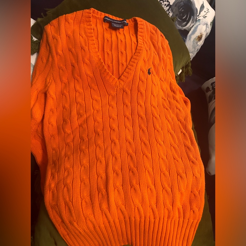 Ralph Lauren Cable Knit V Neck Sweater